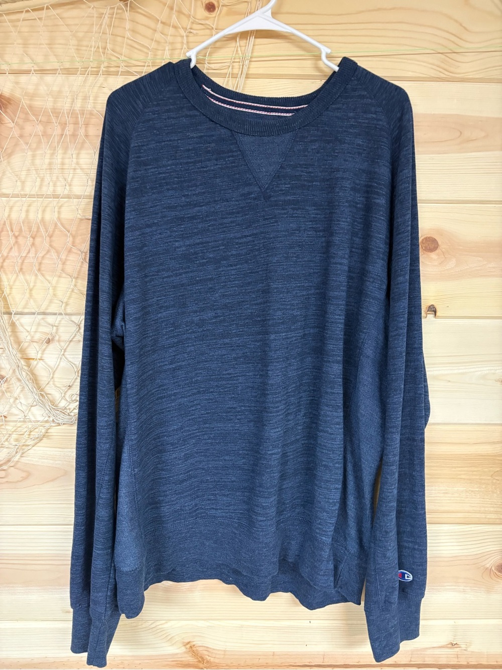 Champion Heather Navy Long-Sleeve Crewneck Sweatshirt